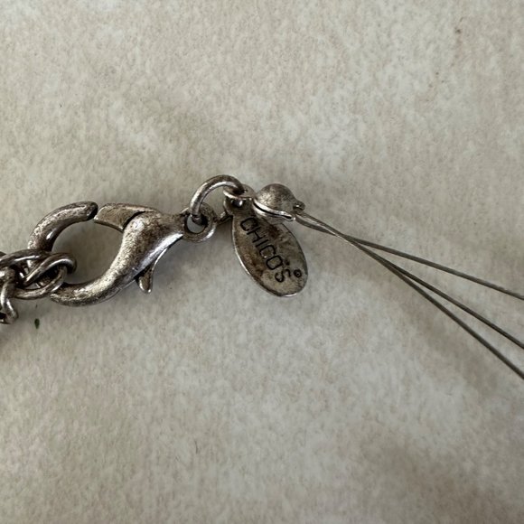 Chico's signed two tone gold silver 3 triple strand dragonfly necklace - Picture 5 of 5